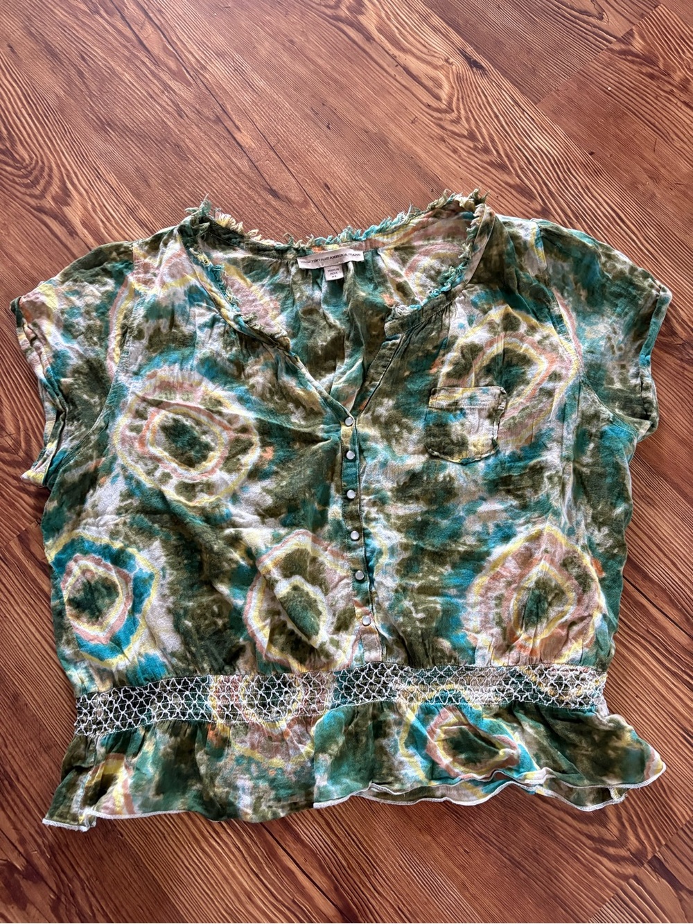 Nine West Vintage America Jeans Tie-Dye 100% Cotton short sleeve shirt India XL
